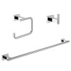Grohe Essentials Cube 3-in-1 Bathroom Accessory Set, Polished Chrome