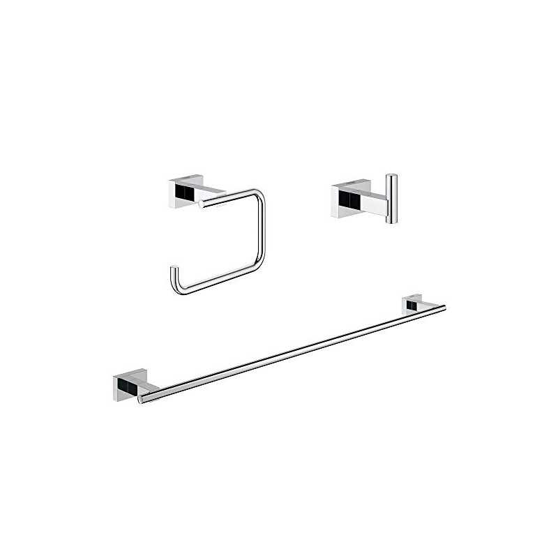 Grohe Essentials Cube 3-in-1 Bathroom Accessory Set, Polished Chrome
