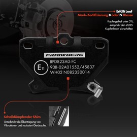 Frankberg 4x Brake Pad Set Compatible with Celica ZZT23 1.8L 1999-2005 C.o.r.o.l.l.a E12 1.4L-1.8L 2001-2004 Yaris P1 1.3L 1999-2005 Replace# 0446652 040