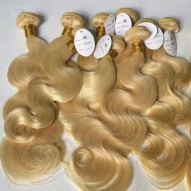 613 27 High Light Hair Bundle Cuticle Aligned Hair Bundle 613 Blonde Hair Raw 613 Blonde Curly Hair Colored Human Hair Bundlesstyle: body wave 613 blonde bundle, color: 613 blonde, Stretched Length: 12 inches