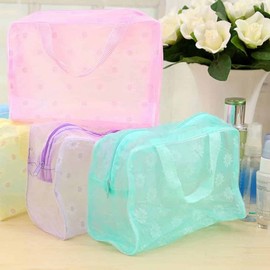 PVC Waterproof Beach and Bath Bag Cosmetic Pouch Blue 6ea