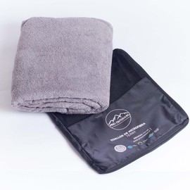PRO OUTDOOR Microfiber Bath Towel Terry XL - Compact Multipurpose Fitness, Sports, Yoga, Travel Towel - Absorbent, Soft, Fast Drying Polyester - Lightweight & Odorless, Includes Bag - 110x150 cm, Grey