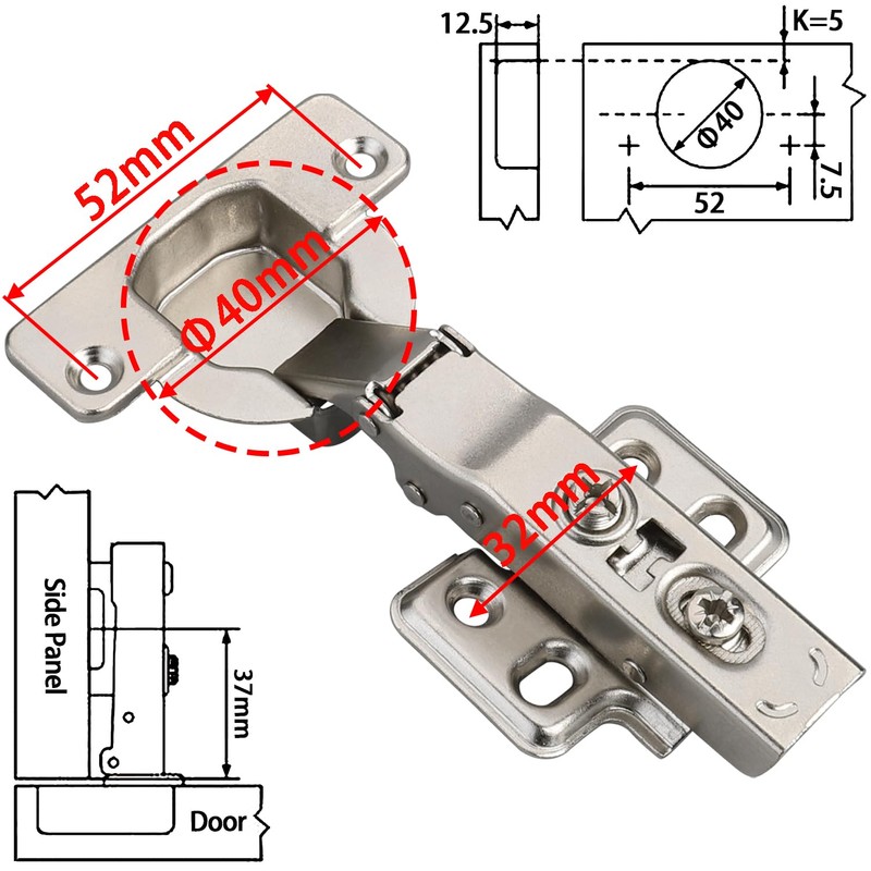 40mm Cup Big Cup Soft Close Hinge for Thick Door