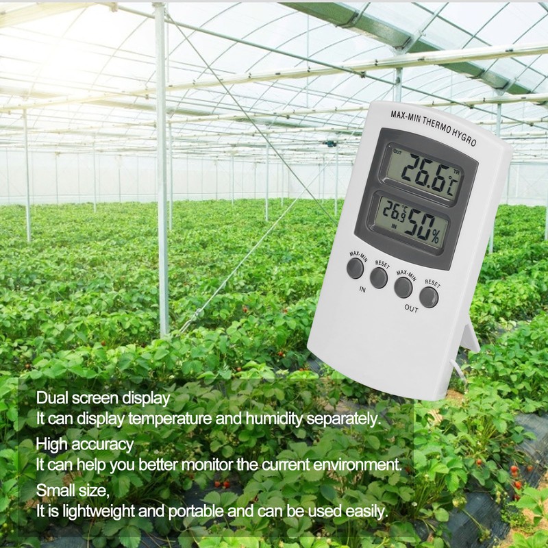 LCD Temperature and Humidity Monitor WallMountable Wired Flower Planting Hygrometer
