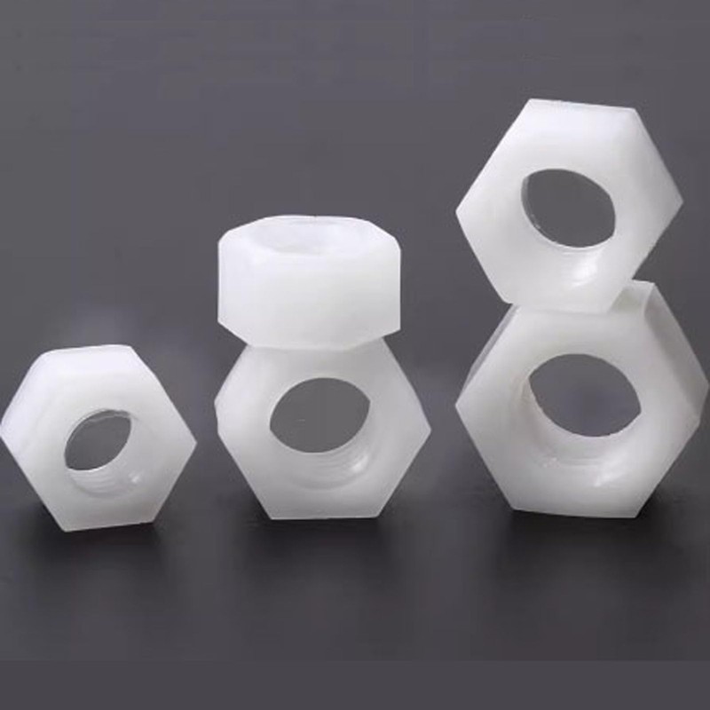 happinesspark Nylon PA66 Plastic White Color Metric Hex Nut M4