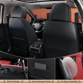 FLORICH Seat Covers for Cars, Waterproof Automotive Seat Covers, Leather Car Seat Covers 2 Pack, Universal Front Seat Cushion Protector for Most Cars Trucks SUV-Black&Burgundy