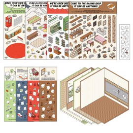 4 Sets Make IT Mini 3D Sticker Scene - Room Sticker Book for Adults, Cute Cartoon Stickers, Fun Room Sticker Book, Isometric Room Stickers, DIY Miniature Scene Stickers for Stress Relief