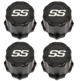 Set of 4 - Golf Cart Matte Black SS Bolt On Wheel Rim Center Cap for GTW Specter Wheels