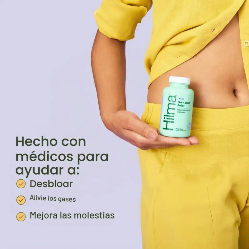 HILMA Gas Bloat Relief 100 Cpsulas Suplemento Herbal con Hinojo,