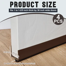Pickmesh 4 Pcs 36 Inch Adjustable Storm Door Bottom Sweep for Door Seal 1 to 1-2/5In Replacement Parts Under Draft Stopper Weather Stripping Threshold Seal (Brown)