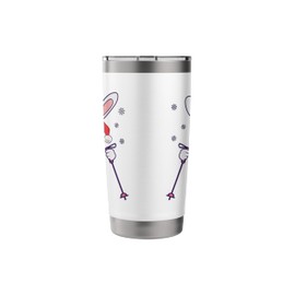 Skiing Rabbit with Ski Poles, Ski Goggles and Santa Hat Stainless Steel Insulated Tumbler