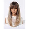 Peluca Sintética Elegant Blonde Wig 150% With Bangs Straight Layered