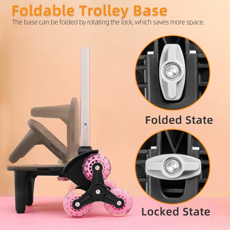 Lightweight Foldable Backpack Trolley – Black 3-Wheel Rolling Hand Truck