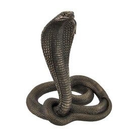 Large 12.75-Inch Tall Bronze Finished King Cobra Cast Resin Sculpture - Majestic and Detailed Statue - Hand-Painted Highlights and Realistic Coiled Design