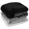 PAVILIA Black Ombre Fleece Throw Blanket for Couch, Soft Flannel