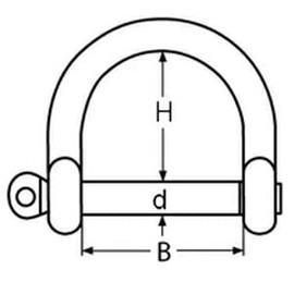 10mm Wide Dee Shackle - A4 (Marine Grade) Stainless - 1 Pack