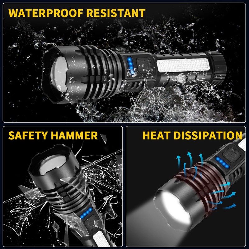 ZioeYiue Rechargeable Flashlights High Lumens, 7Mode Flashlights Rechargeable, Super Bright
