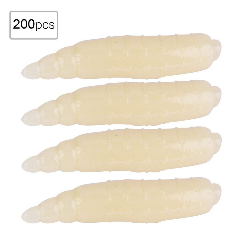 Artificial Soft Lures, 200pcs 17mm Small Artificial Lifelike Maggot Grub