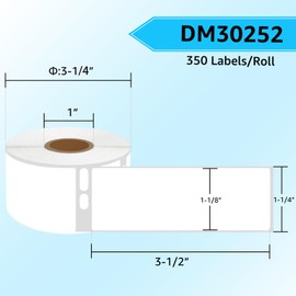 USUPERINK 3 Roll (350 Labels/Roll) Compatible for Dymo LabelWriter 30252 1-1/8" x 3-1/2'' Die-Cut Shipping Address Mailing White Labels for Zebra CoStar Label Printers [NOT FIT 550 & 5XL]