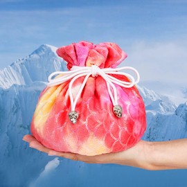 cusdie High-Capacity Velvet Dice Bags with Pockets Storage Bag Capacity 200+ Dice Holder for DND RPG MTG Game Dices Collection(Red Yellow)