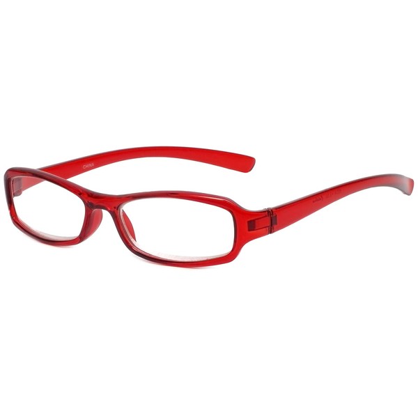 Calabria 8034 Oval Designer Reading Glasses +5.00 Red Women Spring Hinged One Power Readers Distortion Free Lenses Durable