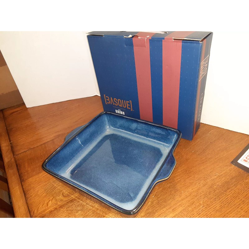 Basque Ceramique Andalusian Stoneware 10" SqBlue LOAF OVEN & Dishwasher