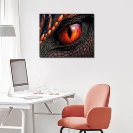 TUMOVO Dragon Eyes Paint by Numbers for Adults - Fire Dragon DIY Kit, Fantasy Animal, Abstract Red Eye - 16"x20" (Frameless)
