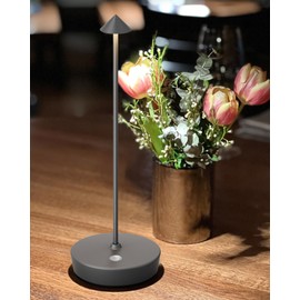 SHANGCAI Cordless Table Lamps Rechargeable, 6000mAh Battery Operated LED Desk Lamp Outdoor Waterproof Portable Touch Dimmable Table Light for Patio Restaurant Dining Home Grey