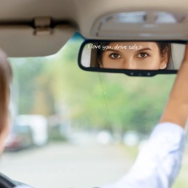 HJZHII 3x "I love you, drive safe" Rear View Mirror Sticker, Car Window Decals Rearview Mirror Decal with Heart Affirmation Sticker Car Window Accessories Gift for Him Women Water Bottle Laptop