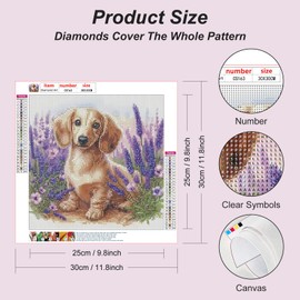 Acudotr Dog Diamond Painting Kits for Adults, 5D DIY Diamond Art Kits for Beginners, Full Drill Diamond Painting Kits for Home Wall Decor, 12x12 Inch