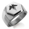 Stainless Steel Greek Mythology Cerberus Hexagon Crest Flat Top Biker