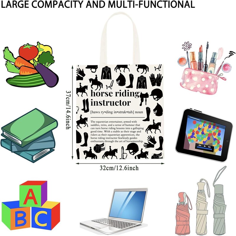 WCGXKO Horse Riding Instructor Tote Bag Funny Definition Job Work