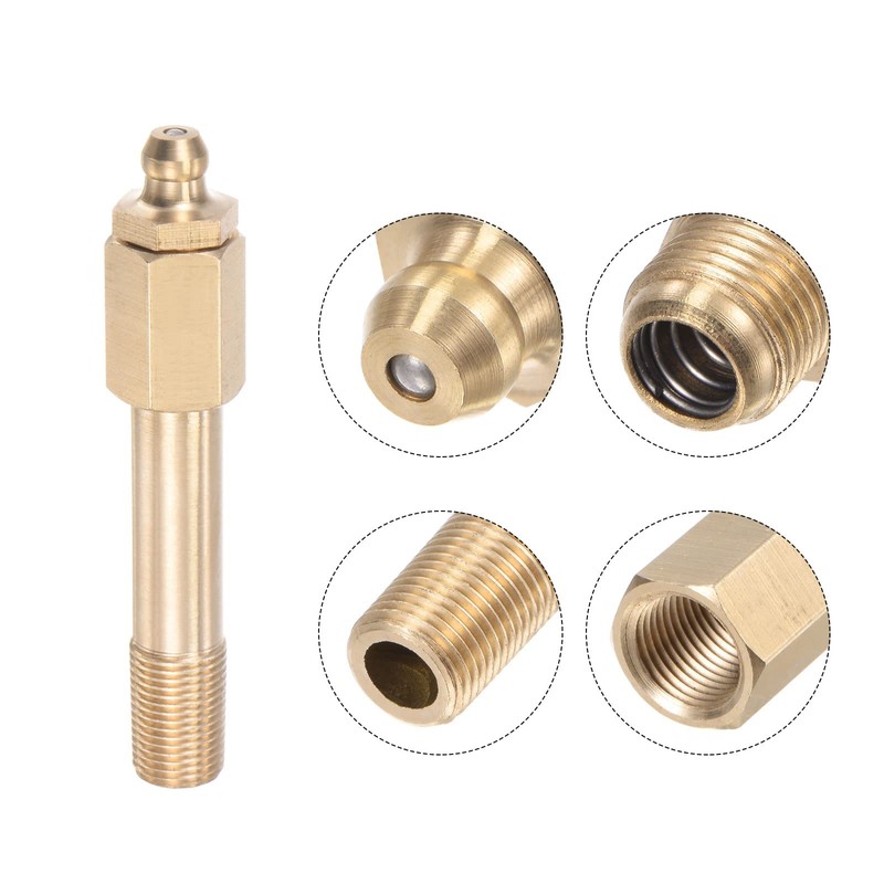 uxcell Brass Straight Grease Fitting G1/8 Thread 60mm Length Hydraulic