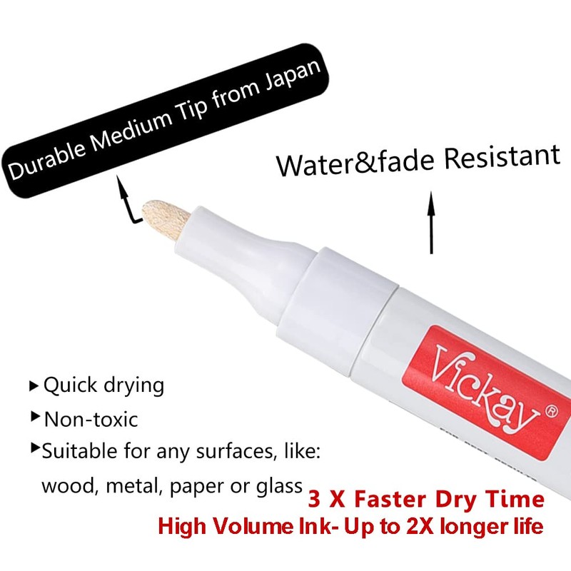 Vickay Paint Pens Paint Markers Black White for Rock Painting,