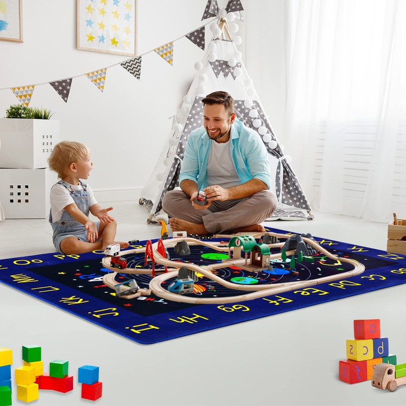 COZYLOOM Kids Solar System Educational Rug Galaxy Outer Space Kids