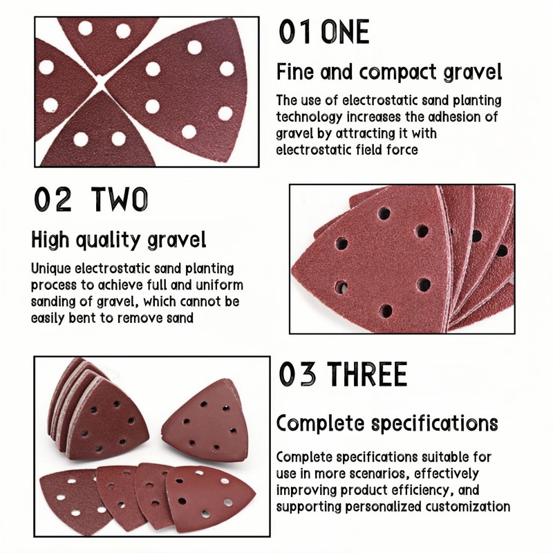 Triangle Grinding-Pads,Sanding Discs,90 Pieces Sanding Pads,93 * 93 * 93mm,andpaper