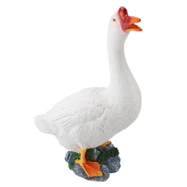NOENNULL Goose Statue Farm Animal Figurine Resin Goose Sculpture Garden Ornament for Outdoor Backyard Patio Lawn Decoration (Style 2)