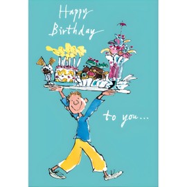 Woodmansterne Boy's Birthday Card - Happy Birthday Card for Children with Quentin Blake Dessert Platter Illustrated Design