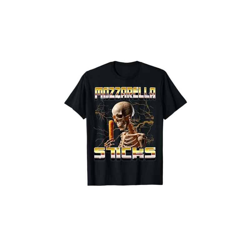 Mozzarella Sticks Bootleg Rap CDs Style Funny Meme Skeleton T-Shirt