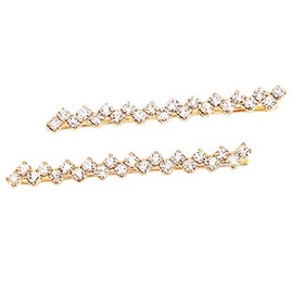 Rosemarie Collections Women's Hair Clip Sparkling Crystal Bobby Pins (Gold Tone/Clear) , Two Per Pack 2.25 Inches long