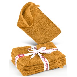 DecoHomeTextil Hand Towel Set, 6 Face Cloths in Mustard Made of 100% Cotton, High Quality, Cuddly Soft and Absorbent
