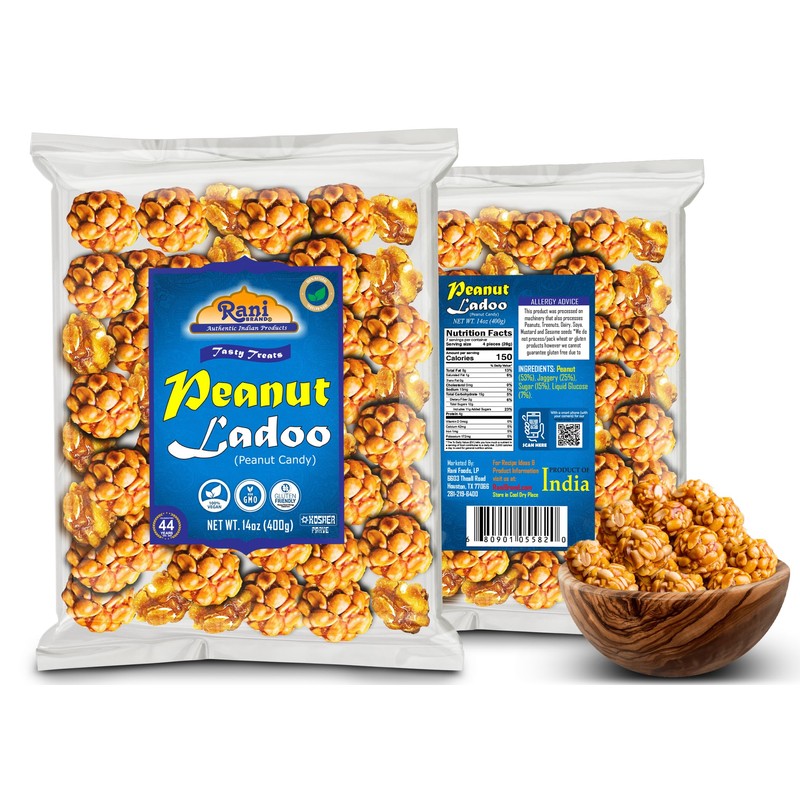 Rani Peanut Ladoo (Round Peanut Brittle Candy) 14oz (400g) ~