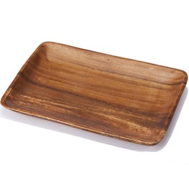 Cainz Wooden Plate, Width 11.0 inches (28 cm), Depth 7.1 inches (18 cm), Height 0.8 inches (2 cm), Acacia Square Plate, Stylish, Wooden Tableware, Natural Wood
