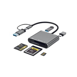 Upraged USB TYPE C XQD SD Card Reader, 5 in 1 Multi Memory Card Reader, High-Speed USB Hub, Compatible with Sony G/M Series, Mark, SDHC, SDXC TF microSD XC Stick for Windows, Mac OS, Chrome OS & Linux