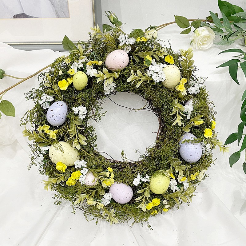 Simulation Easter Egg Wreath with Handmade Natural Plant Easter Decorations