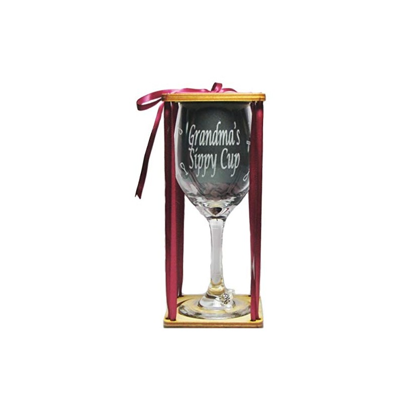 Grandma's Sippy Cup Stemmed Wine Glass with Charm and Presentation