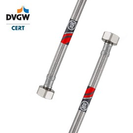 DVGW tested flexible hose 3/8 inch nut x 3/8 inch nut water connection hose extension tap hose with seals. angle valve hose extension tap (length: 600 mm)
