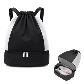 JetWave Swimming Bag, Waterproof, Drawstring Napsack, Large Capacity, Lightweight, Dry & Wet Separation, Backpack Type, Shoe Storage, Ball Storage, Unisex, Elementary School, Middle School, Club