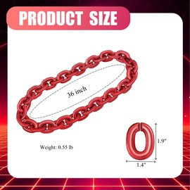 Leashelllinco Hip Hop Rapper Big Fake Gold Chain, Thick Punk Chunky Large Plastic Chain Necklace, Non-Fading Adjustable Chains for Mens and Womens, 36inch, Plastic, No Gemstone