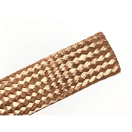 AC/DC Wire and Supply Bare Copper Flat Braid Ground Strap Grounding 1" Width (15 FT)